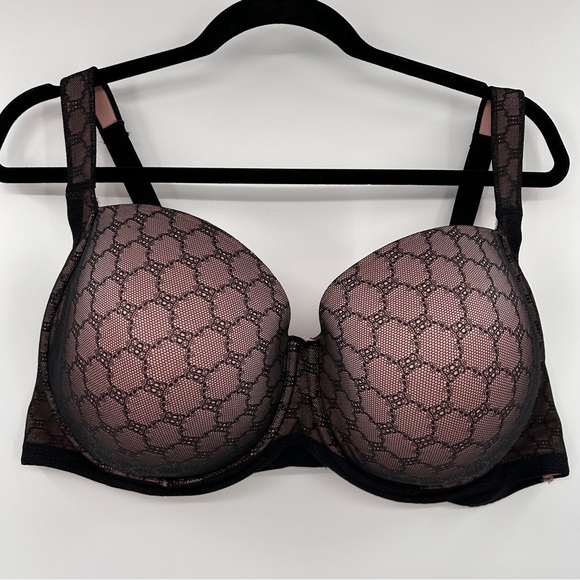 Soma Stunning Support Geo Lace Full Coverage Bra 44DDD 44F‎ Black Nude Underwire - Picture 1 of 5